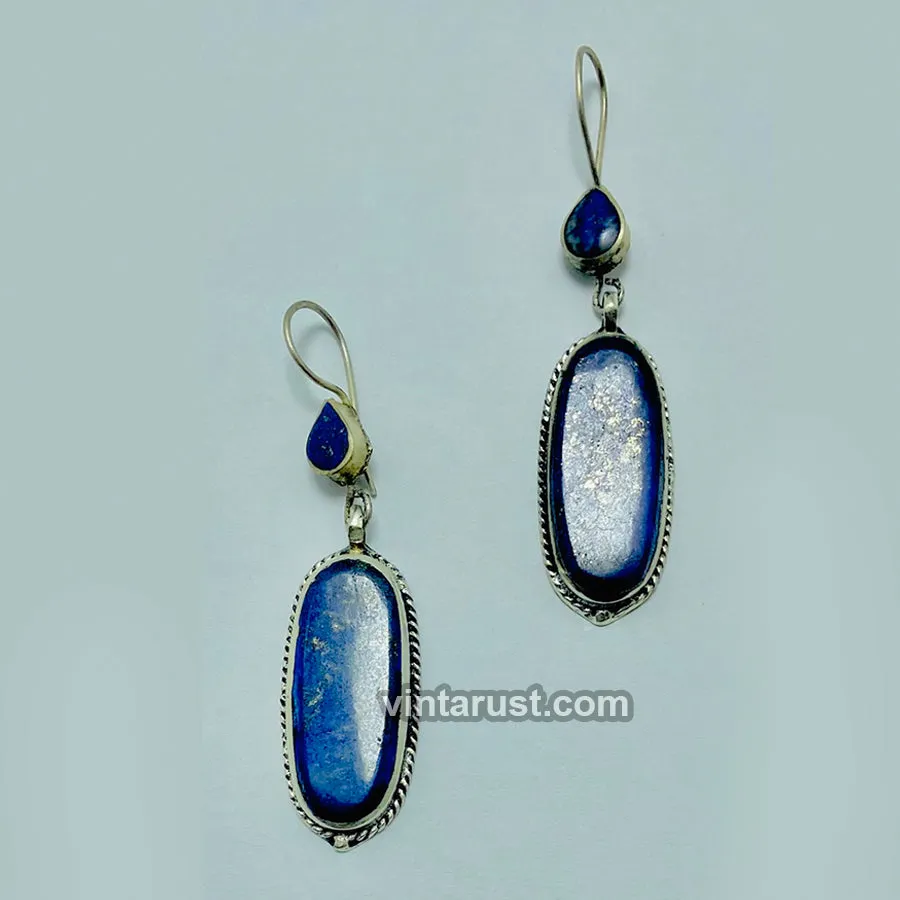 Lapis Lazuli Long Dangle Statement Earrings