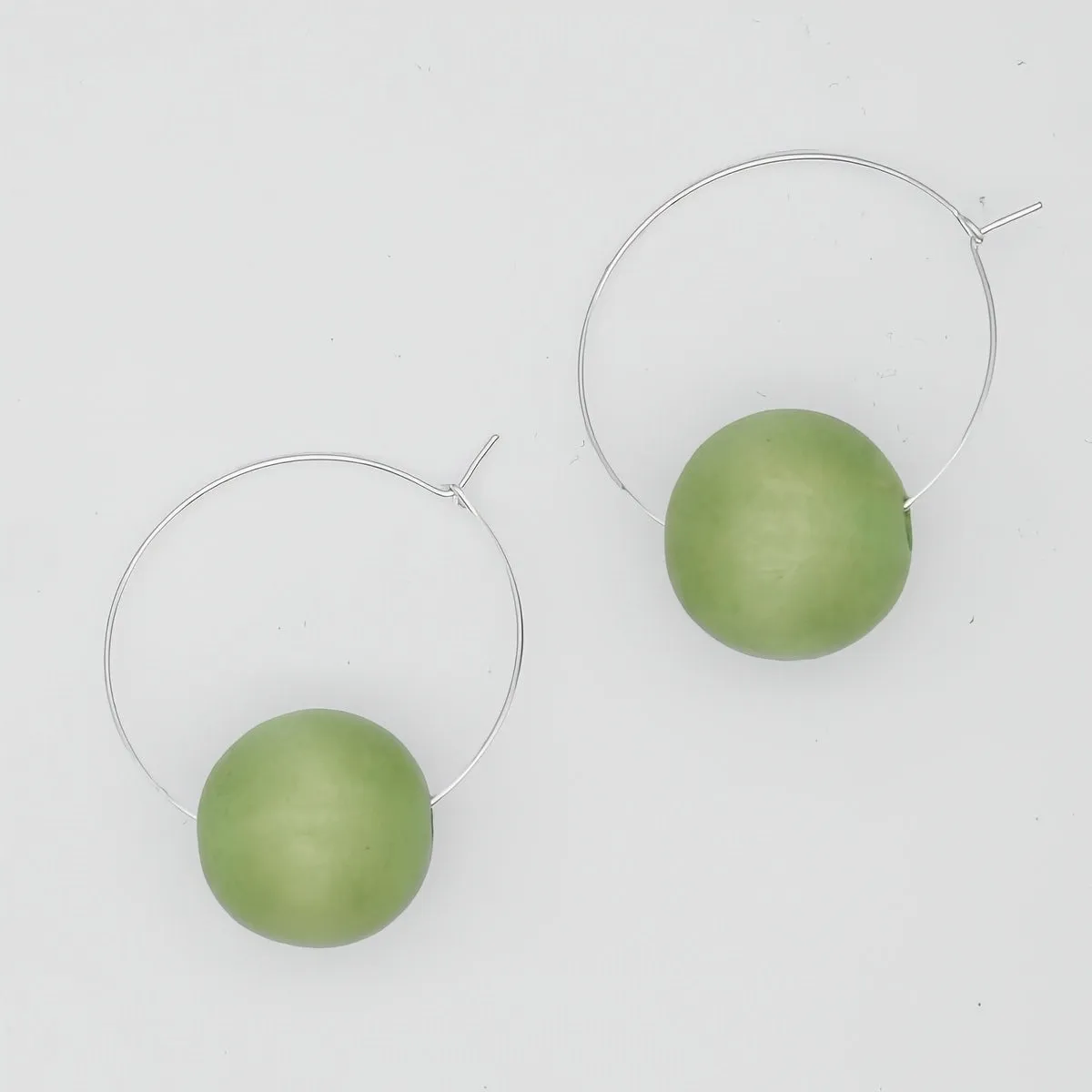 Light Green Ball Hoop Dangle Earring