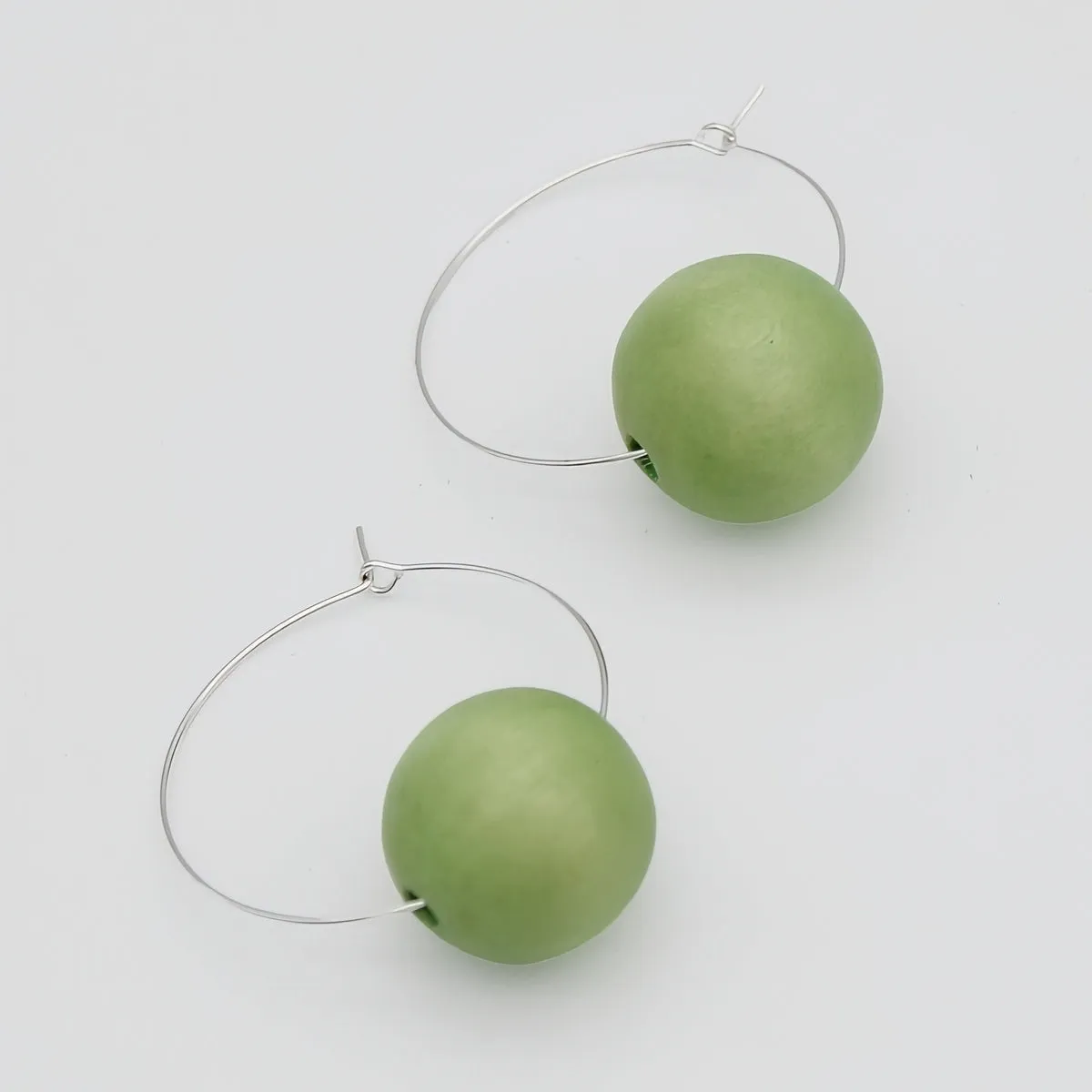 Light Green Ball Hoop Dangle Earring