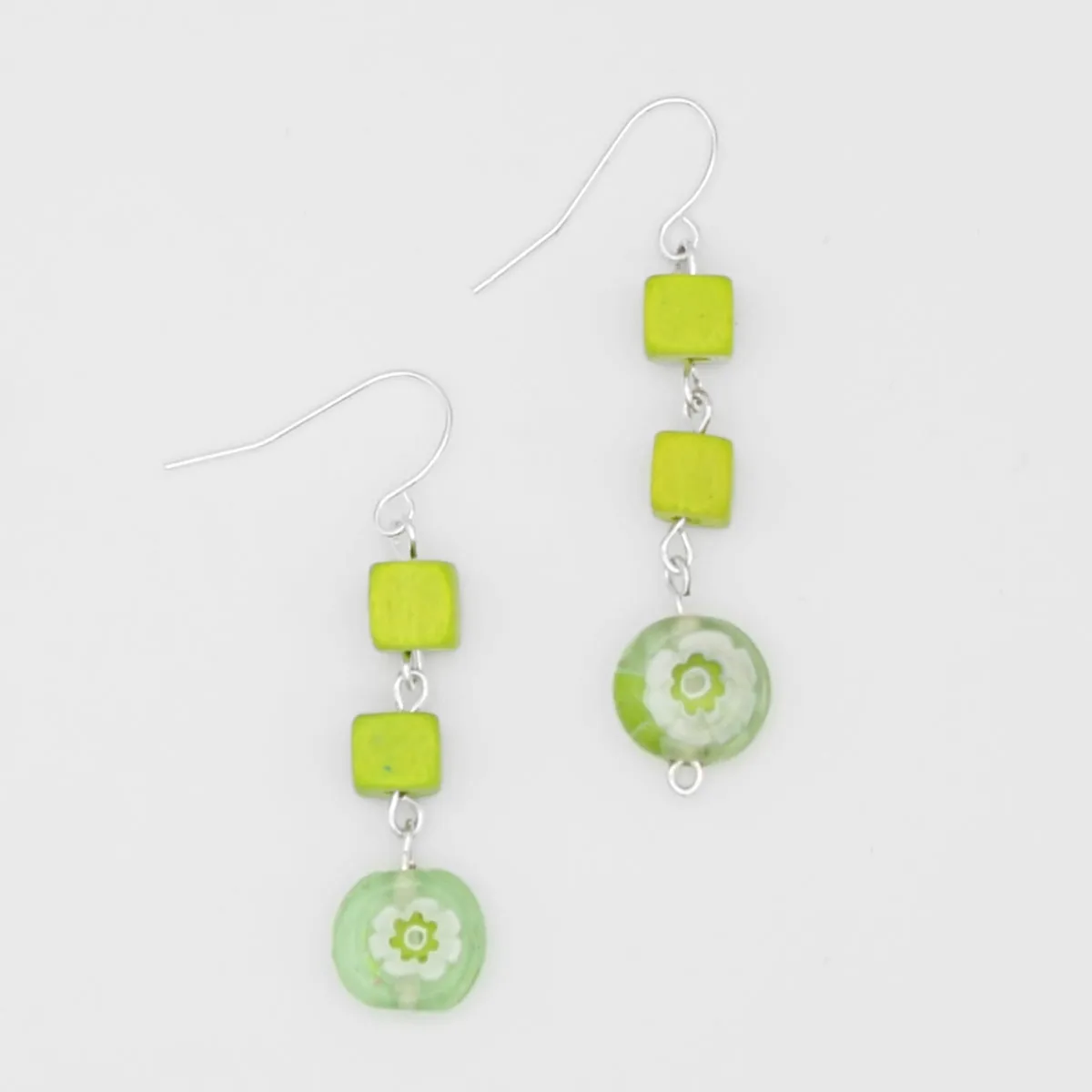 Lime Floral Drop Earring