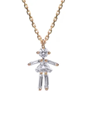 Little Ones 18K Yellow Gold Diamond Girl Pendant Necklace