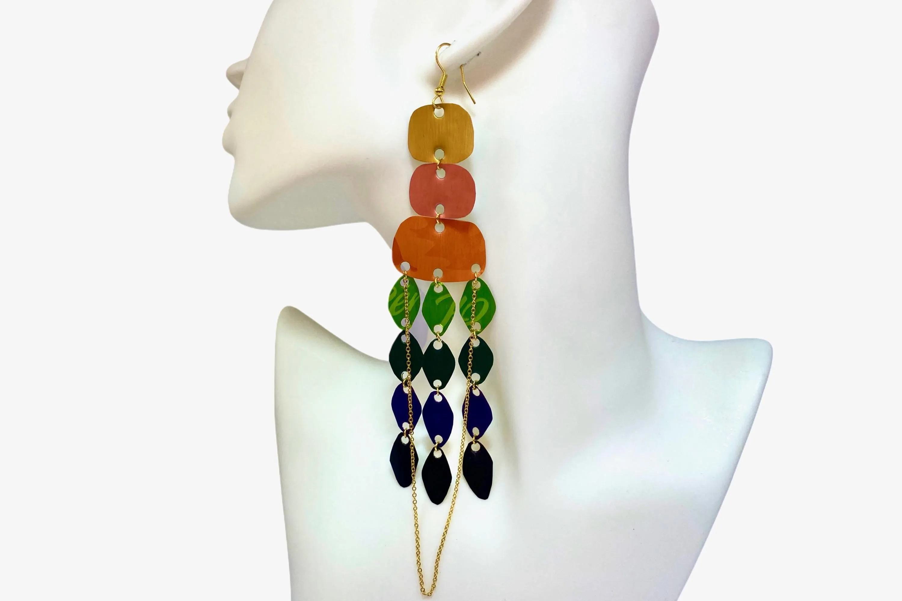 Long, Rainbow Chandelier Earrings