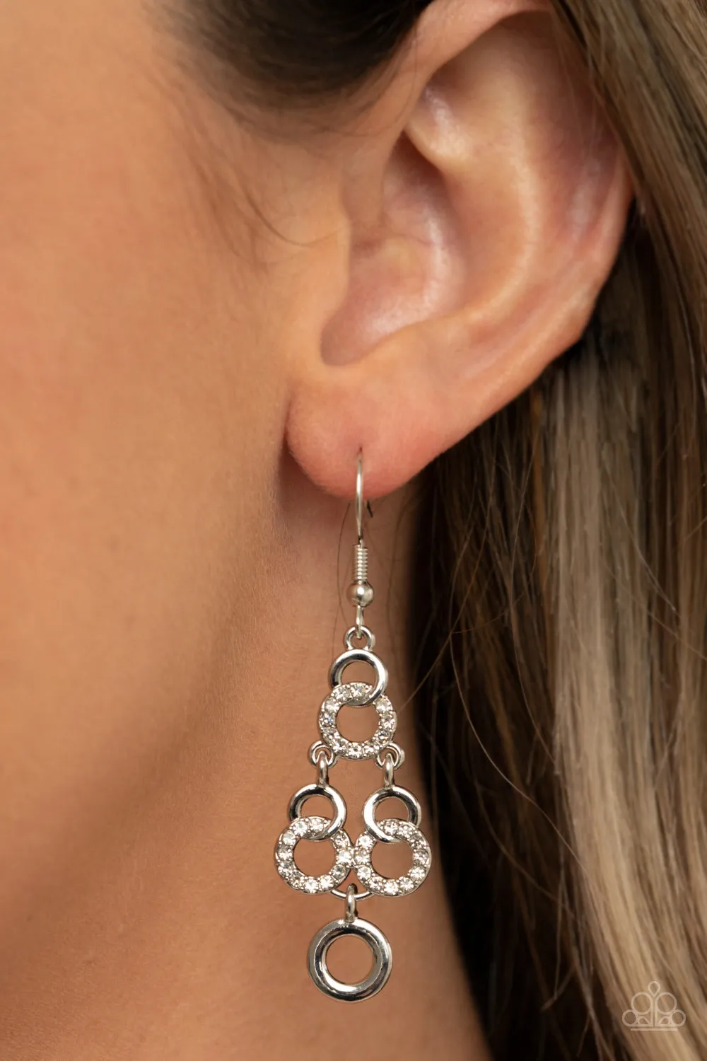 Luminously Linked - White Earring