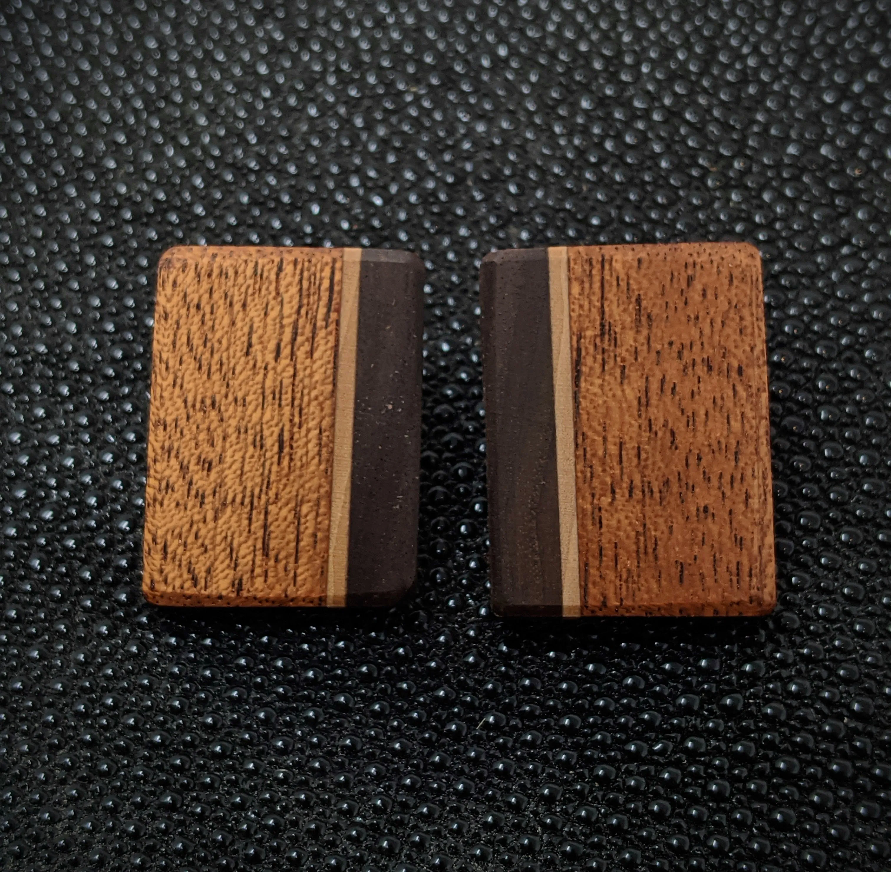 Mahogany Stripe Rectangle Stud Earrings