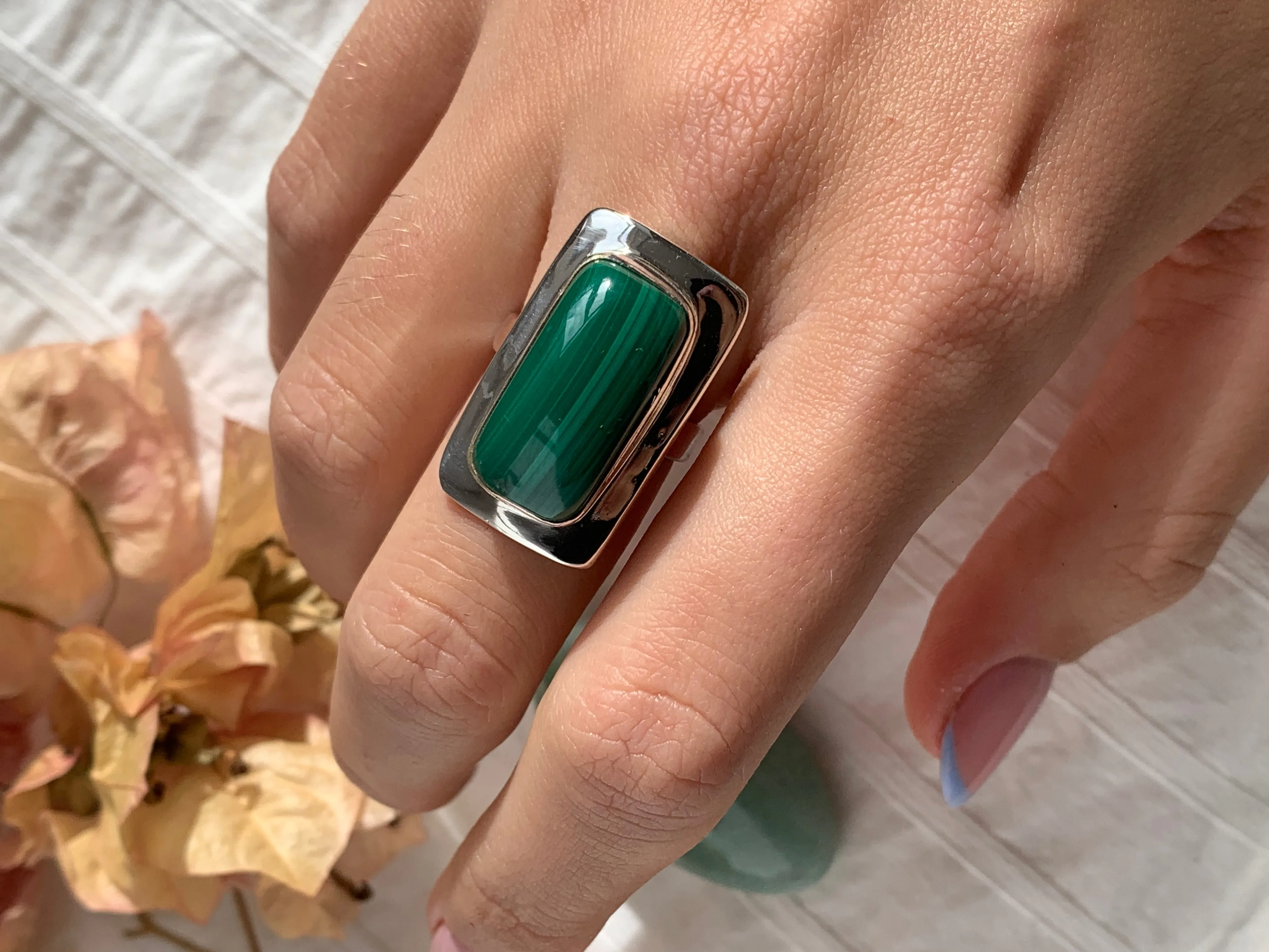 Malachite Dinah Ring - Rectangle