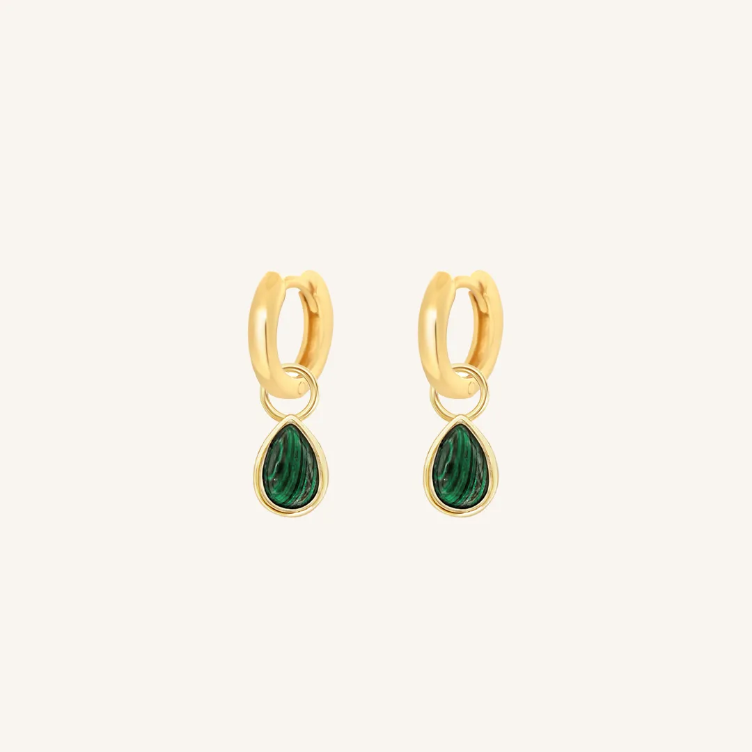 Malachite Trove Charm Hoops