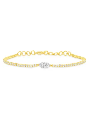 Marquise Solitaire Diamond Tennis Bracelet 14K