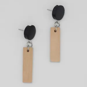 Natural Wood Rectangular Dangle Earring