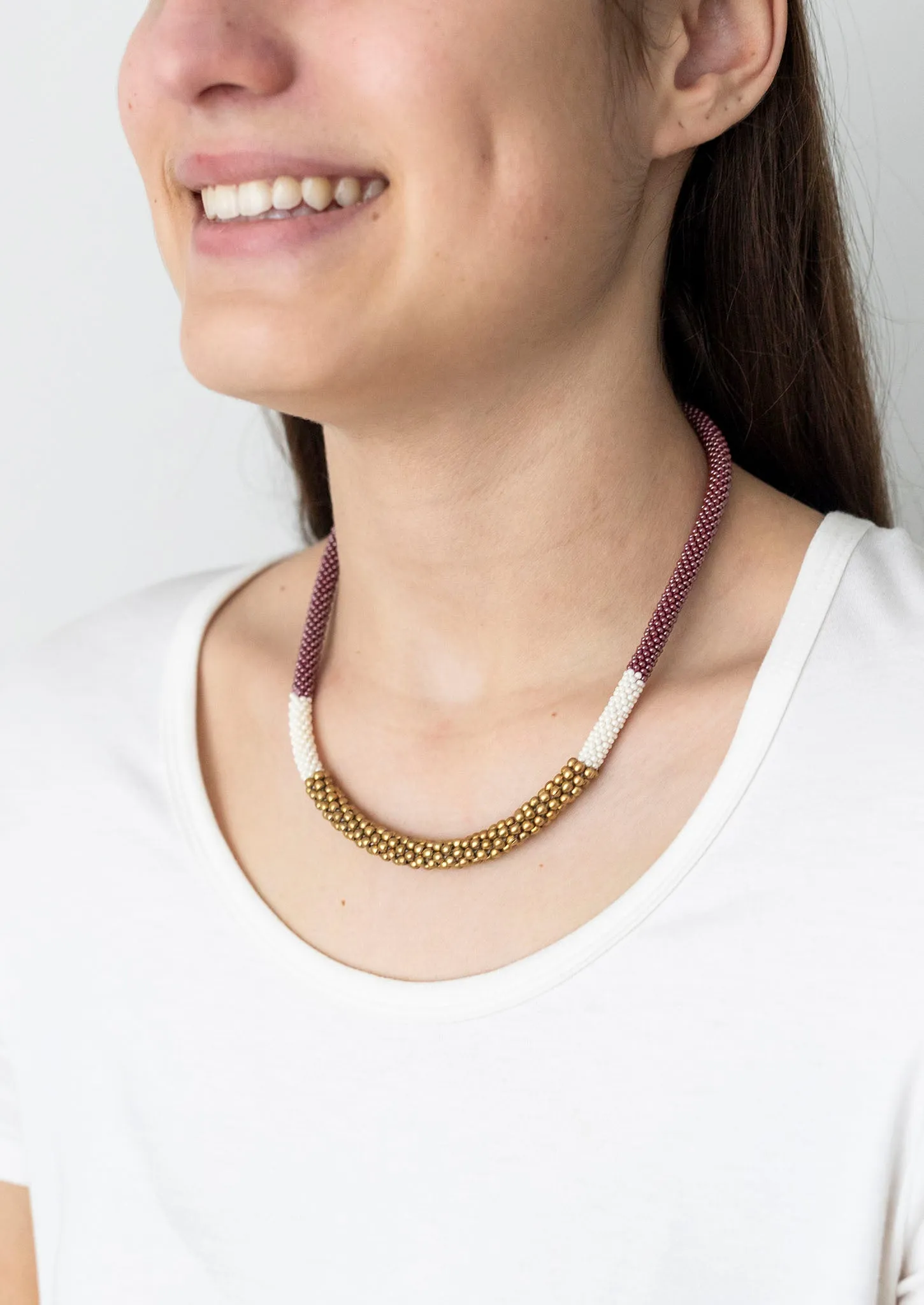 **NEW** <br>The Golden Division Necklace <br> Mulberry