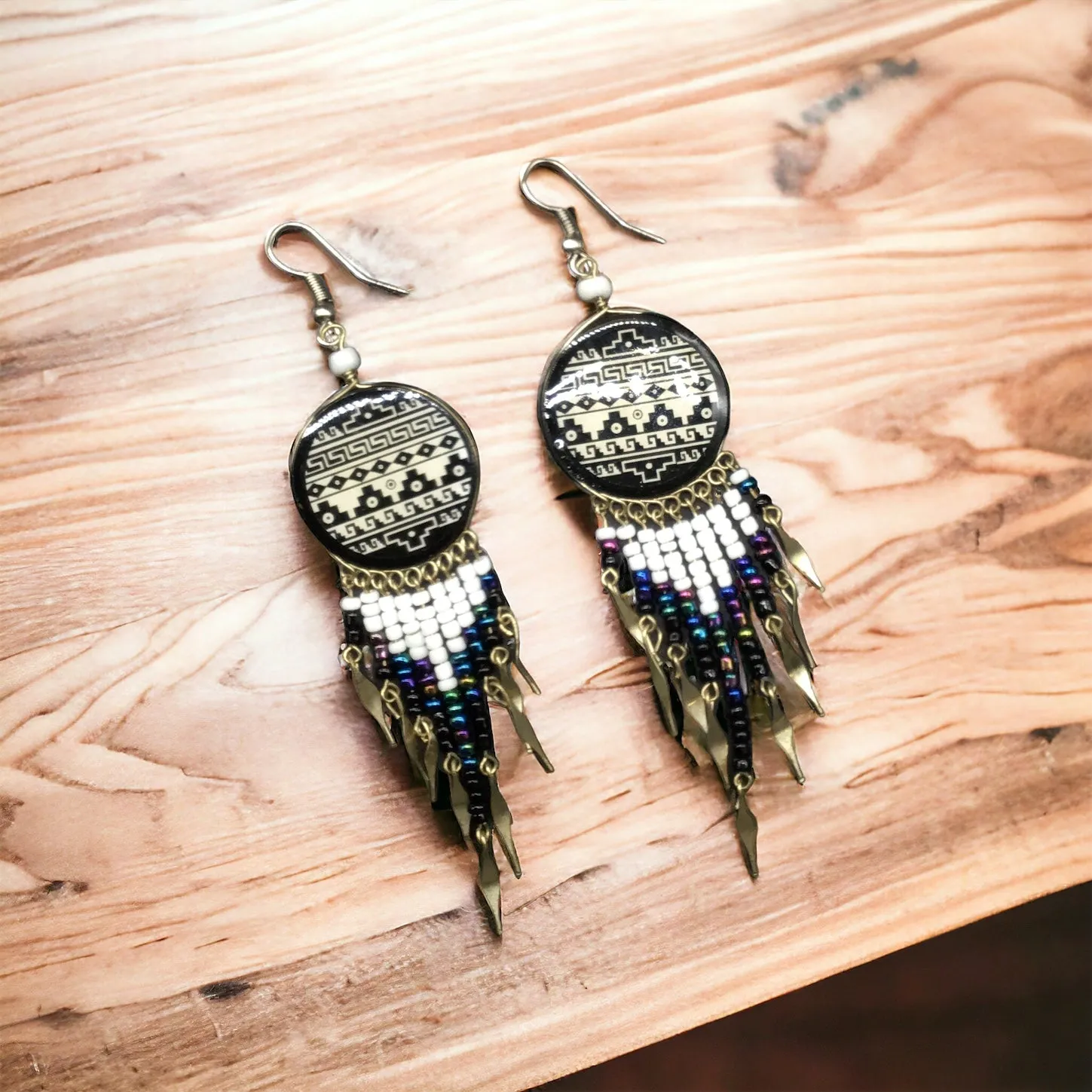 OldTribes™ Southwestern Round Black Earrings