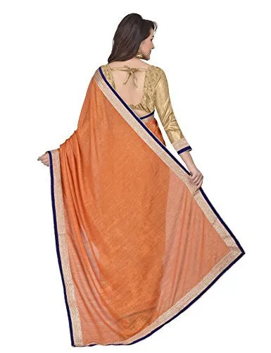 Oomph! Women's Net Sarees Party Wear/Fancy Net Sarees/Embroidered Net Sarees - Yam Orange