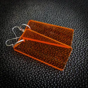 Orange Rectangle Dangle Earrings