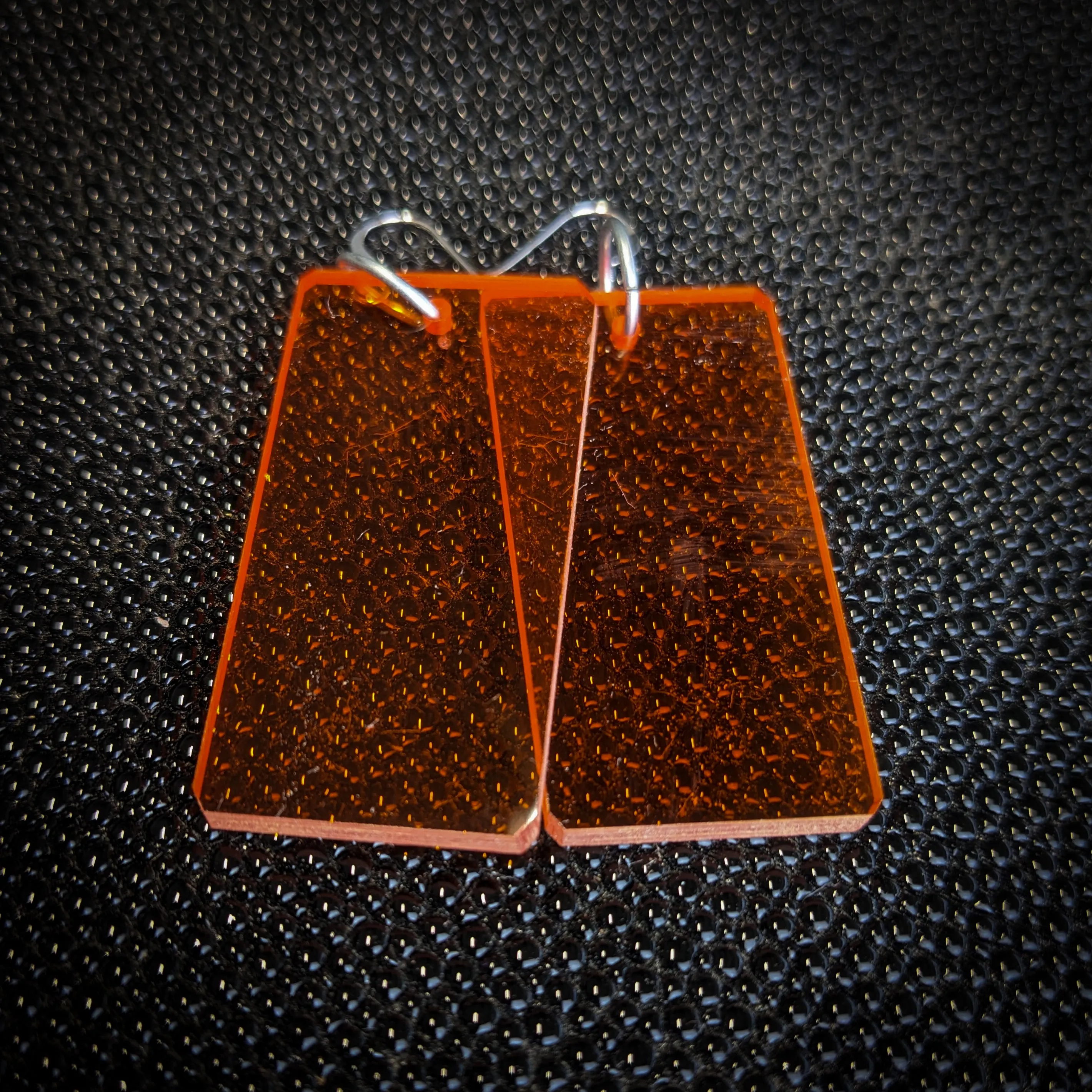 Orange Rectangle Dangle Earrings