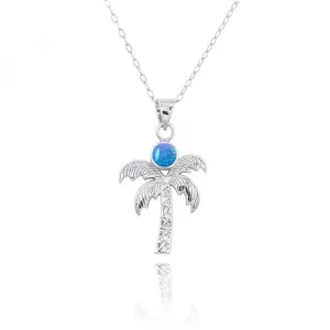 Palm Tree Necklace with Blue Opal - Miami