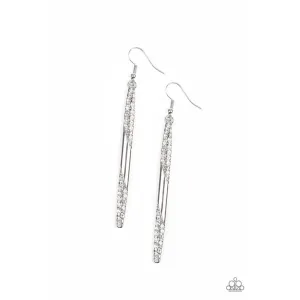 Paparazzi Award Show Attitude - White Rhinestone Earrings