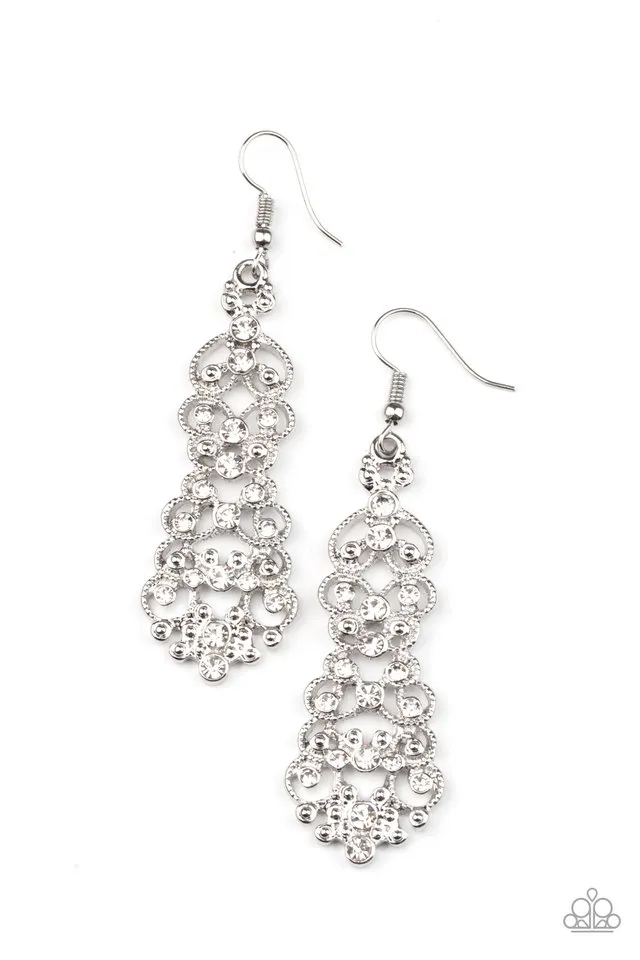 Paparazzi Earring ~ Diva Decorum - White