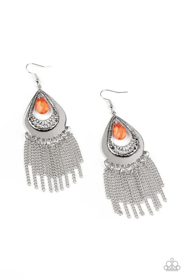 Paparazzi Earring ~ Scattered Storms - Orange