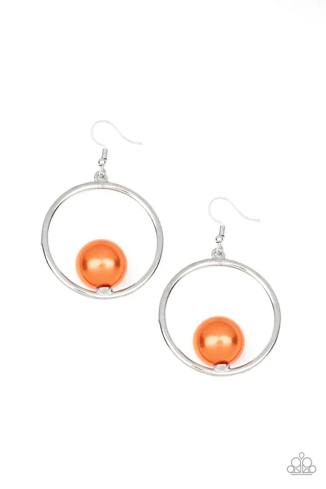 Paparazzi Earring ~ Solitaire REFINEMENT - Orange