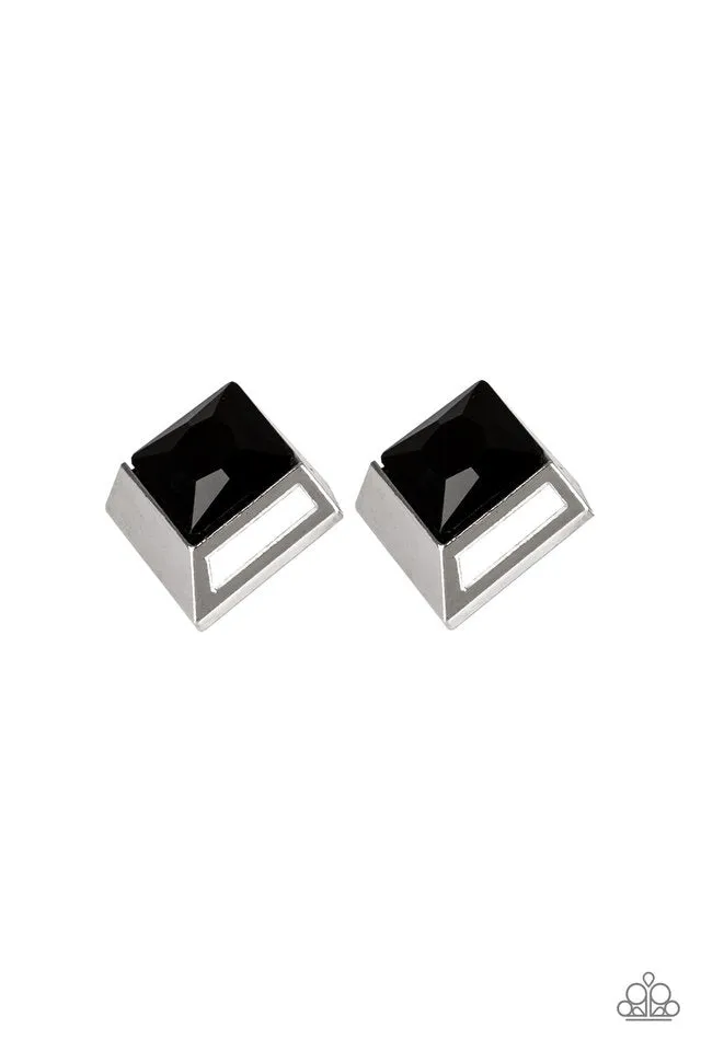 Paparazzi Earring ~ Stellar Square - Black