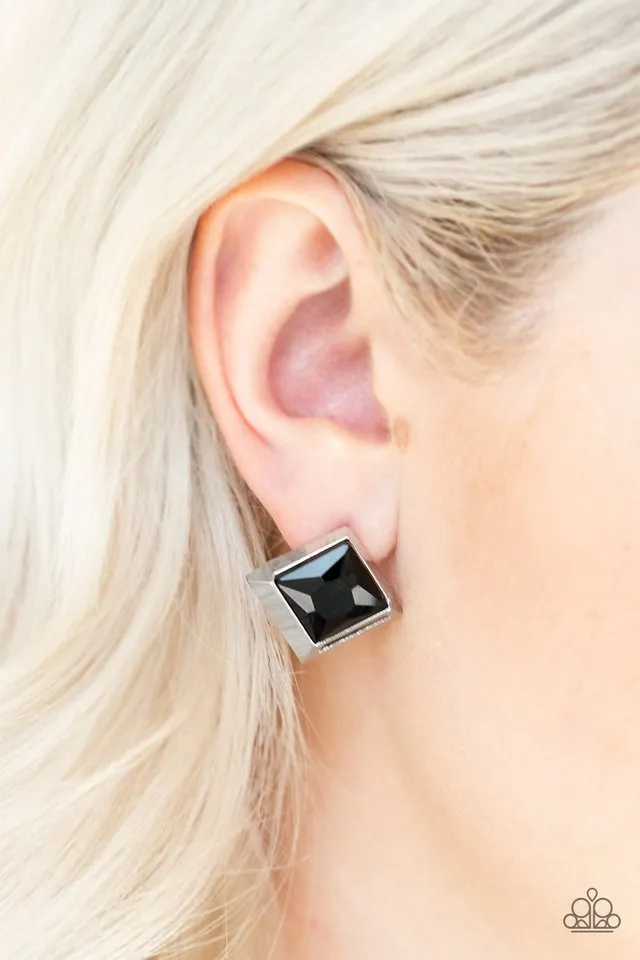 Paparazzi Earring ~ Stellar Square - Black