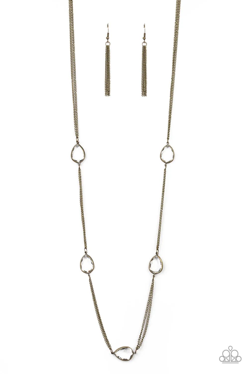 Paparazzi Teardrop Timelessness Brass Necklace Set