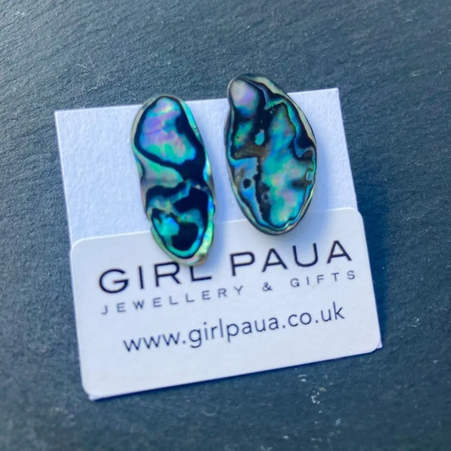 Paua Shell Natural Shape Stud Earrings - by Mhairi Sim - Girl Paua