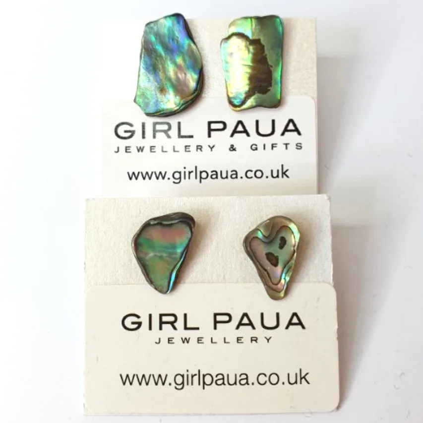 Paua Shell Natural Shape Stud Earrings - by Mhairi Sim - Girl Paua