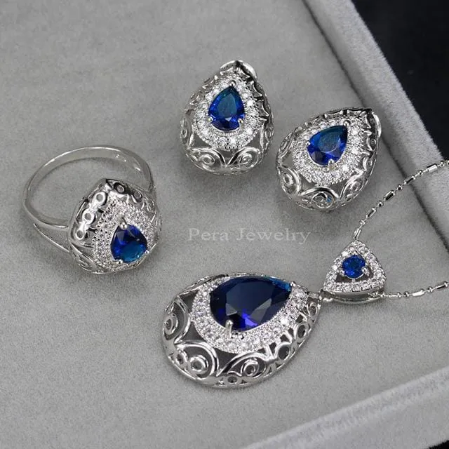 Pera Unique Black Crystal Stone Women Costume Jewelry