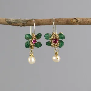 Pink Green Jasmine Earrings