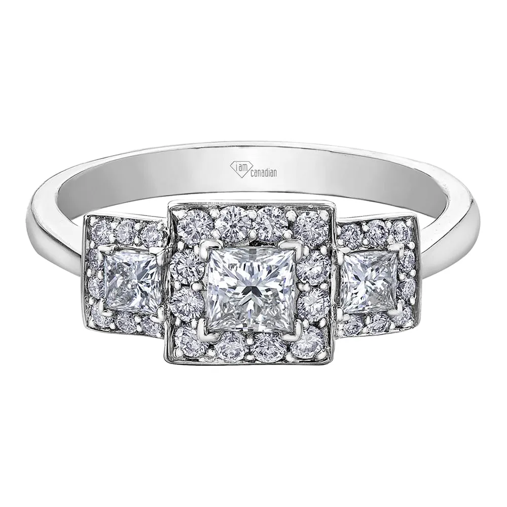 Princess Cut Canadian Diamond Three-Stone Ring