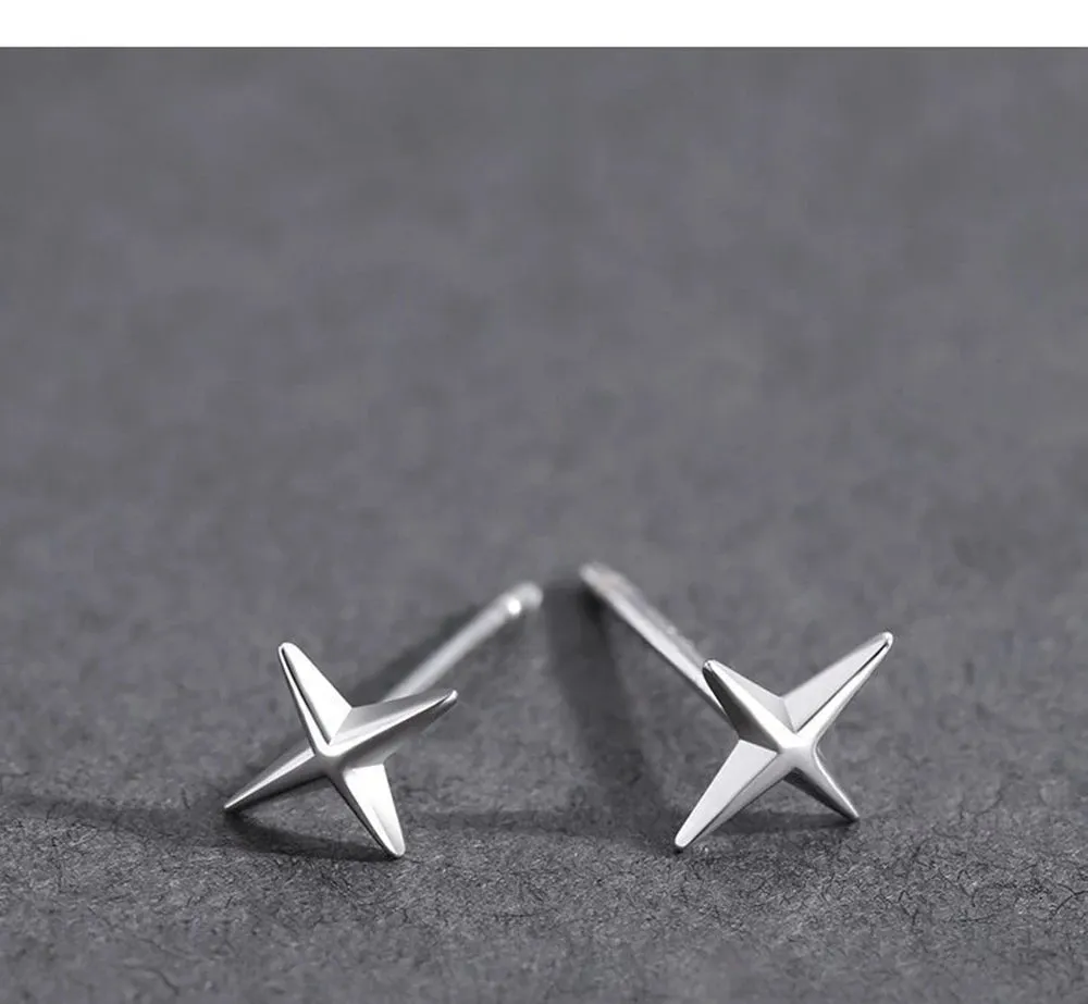 Punk Small Cross Stud Earrings for Teens Ear Piercing Star Earrings Women Men Pierced Unusual Party Earrings Jewelry