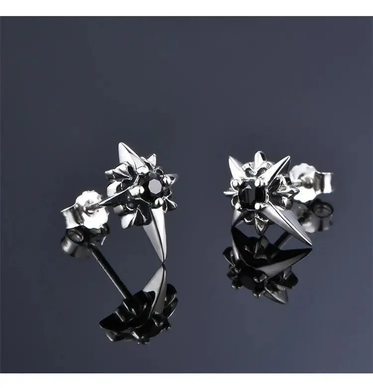 Punk Small Cross Stud Earrings for Teens Ear Piercing Star Earrings Women Men Pierced Unusual Party Earrings Jewelry