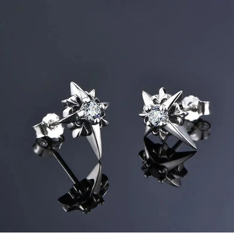 Punk Small Cross Stud Earrings for Teens Ear Piercing Star Earrings Women Men Pierced Unusual Party Earrings Jewelry