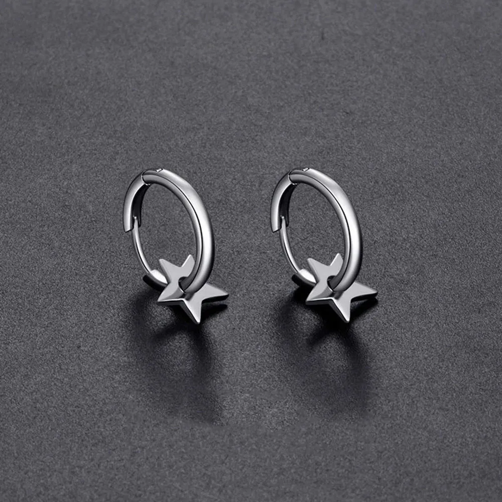 Punk Small Cross Stud Earrings for Teens Ear Piercing Star Earrings Women Men Pierced Unusual Party Earrings Jewelry