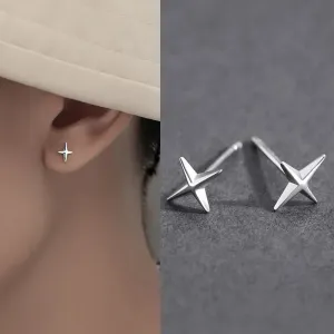 Punk Small Cross Stud Earrings for Teens Ear Piercing Star Earrings Women Men Pierced Unusual Party Earrings Jewelry