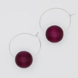 Purple Ball Hoop Dangle Earring