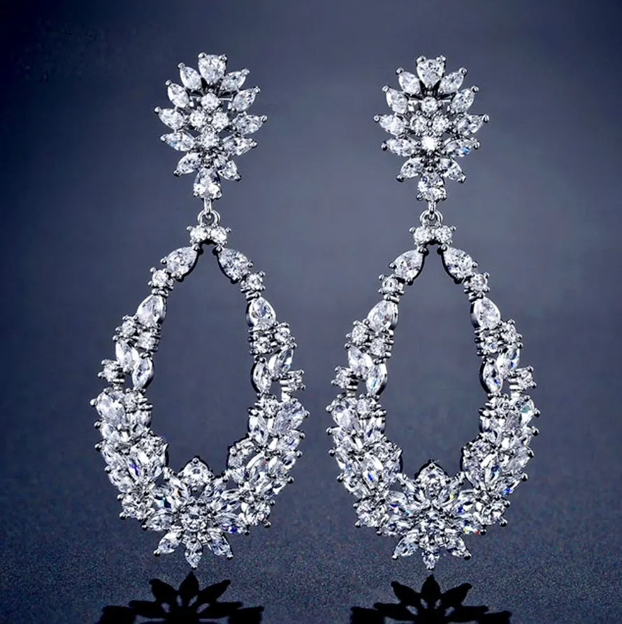 "April" - Cubic Zirconia Bridal Earrings - Available in Silver and Rose Gold