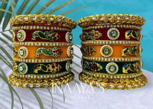 Rajwadi Chuda, Rajasthani Chuda, Kundan Chuda, Meenakari Choora, Rajwadi Bangles Set, Peacock Choora, Kundan Bangle Set, Bridal Chuda Set