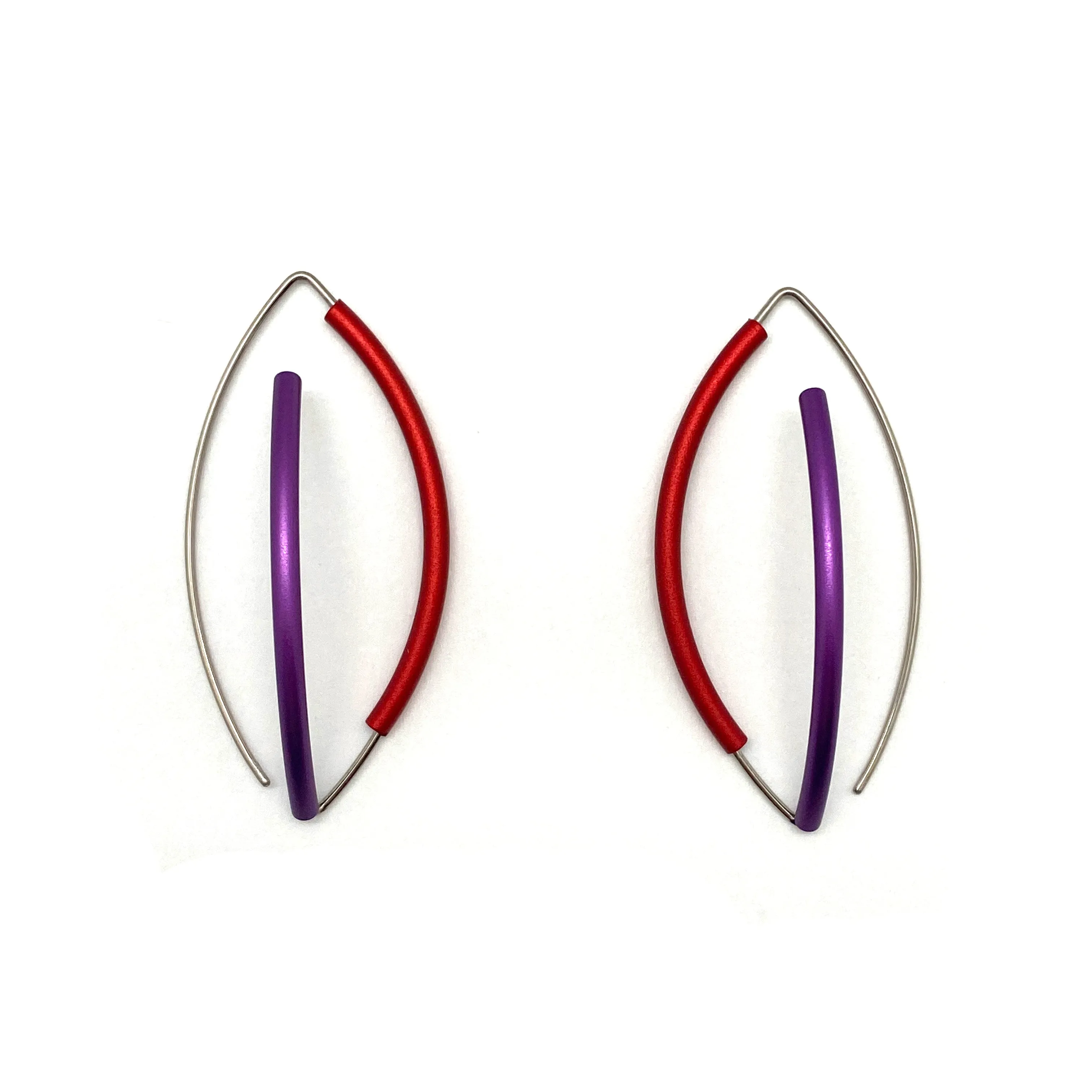 Red and Purple 3D Bow Earrings