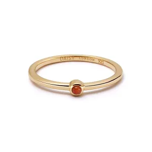 Red Coral Healing Stone Ring 18ct Gold Plate