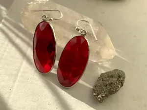 Red Quartz Adora Earrings - Long Oval