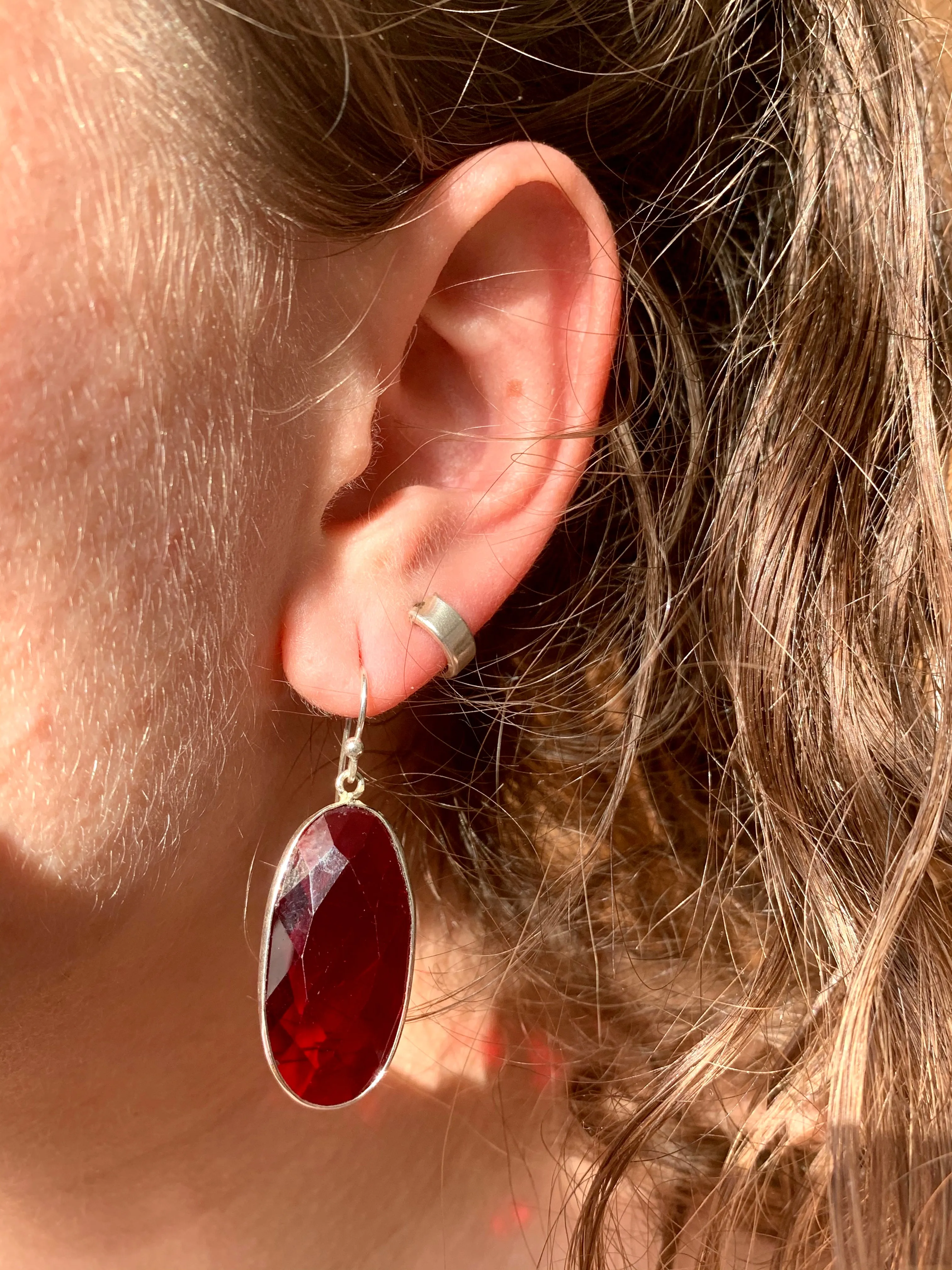 Red Quartz Adora Earrings - Long Oval