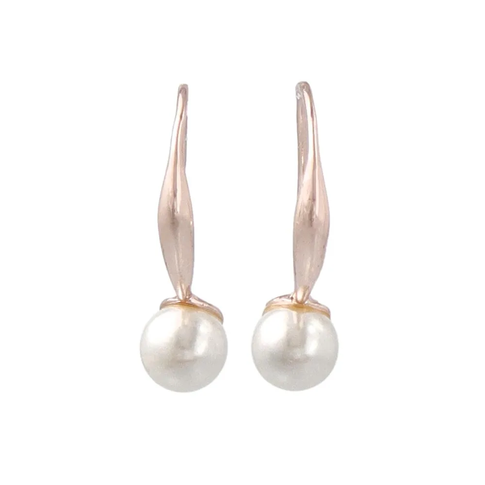 Rose Silver Pearl Drop Earrings