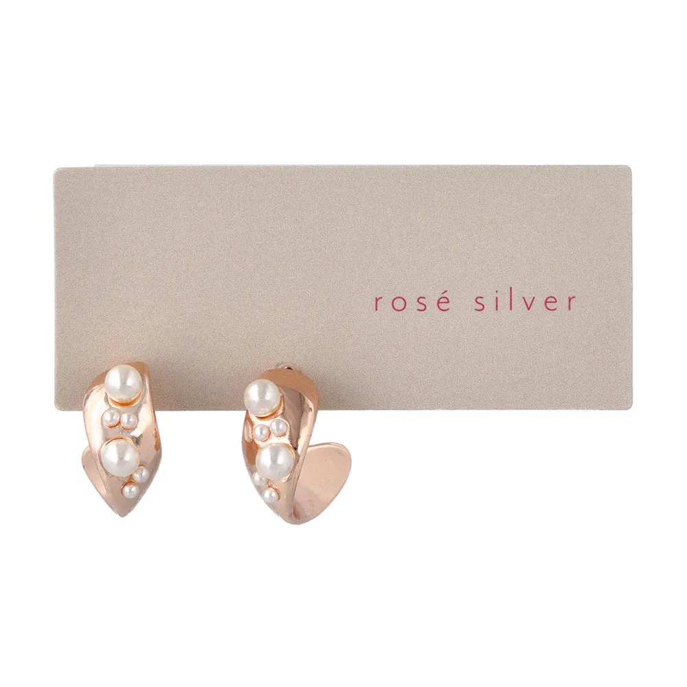 Rose Silver Pearlized Twist Earrings