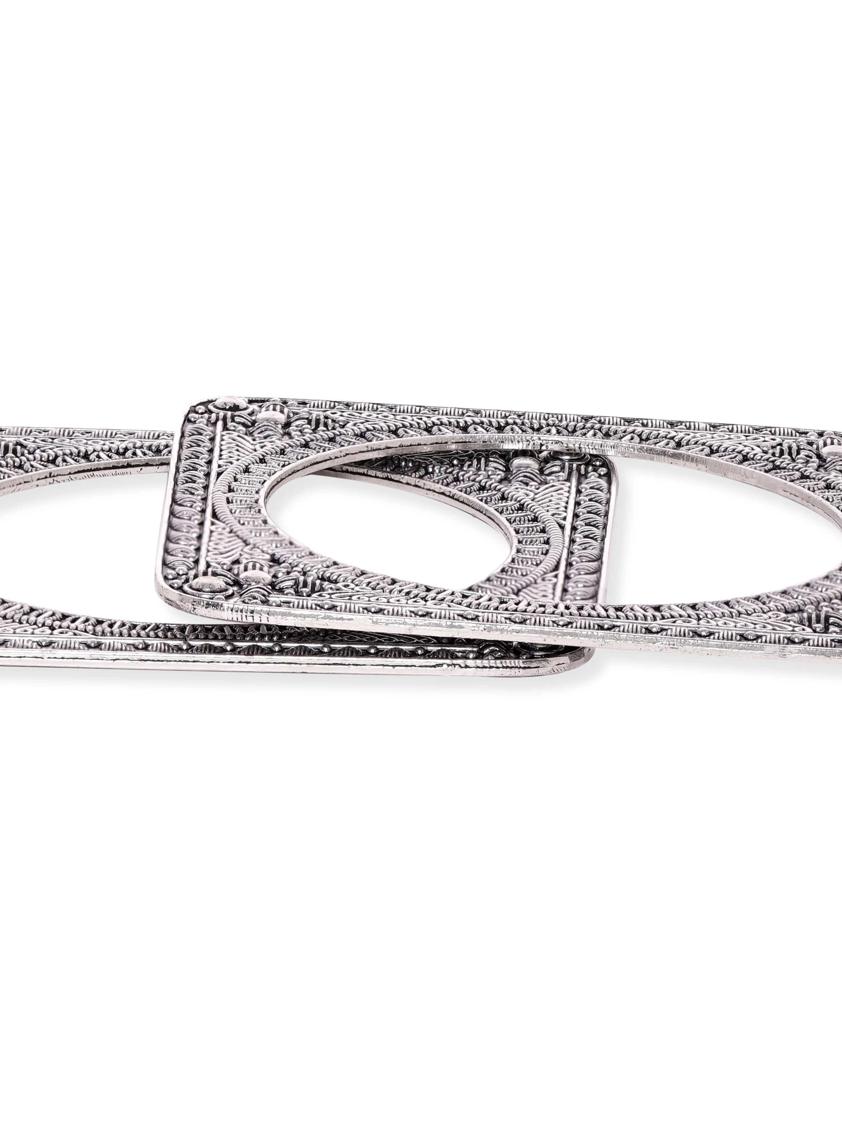 Rubans Set of 2 Square-Shaped Oxidized Silver-Plated Bangles