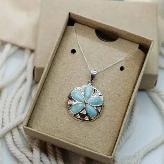 Sand Dollar Pendant Necklace with Larimar