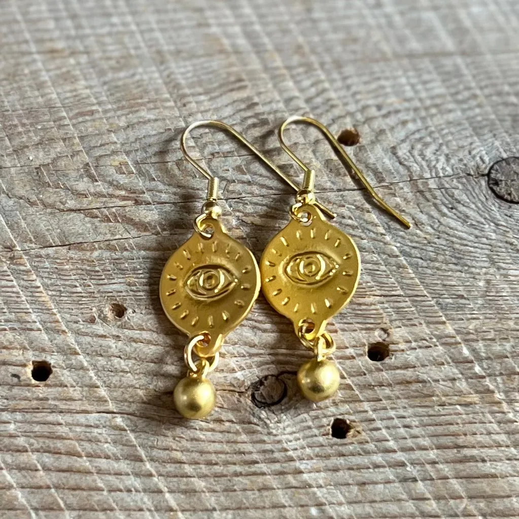 SariBlue® Gold All Seeing Eye Earrings