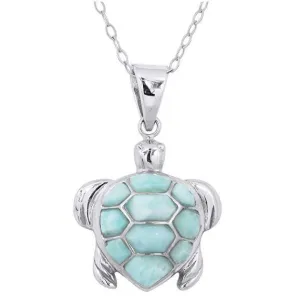 Sea Turtle Pendant with Caribbean Larimar - Miami