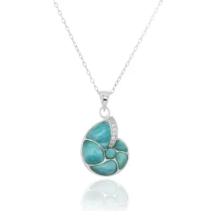 Seashell Pendant with Larimar