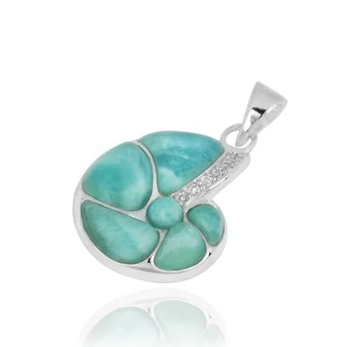 Seashell Pendant with Larimar